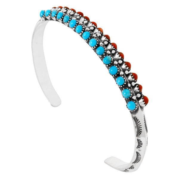 Turquoise & Coral Bracelet Sterling Silver B5637-C85