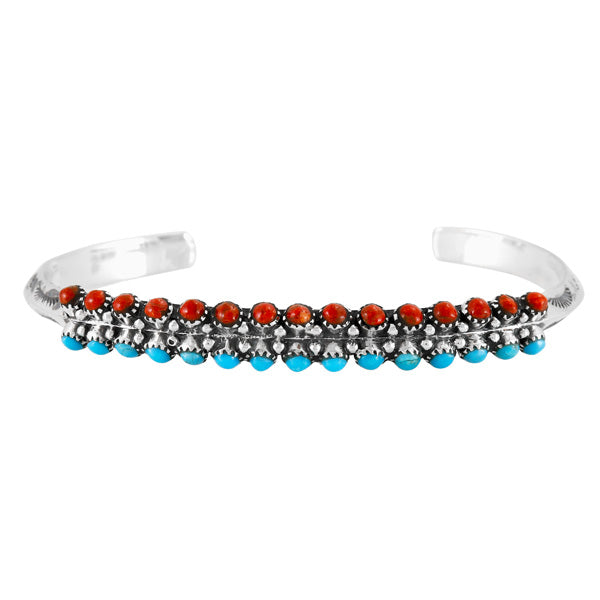 Turquoise & Coral Bracelet Sterling Silver B5637-C85