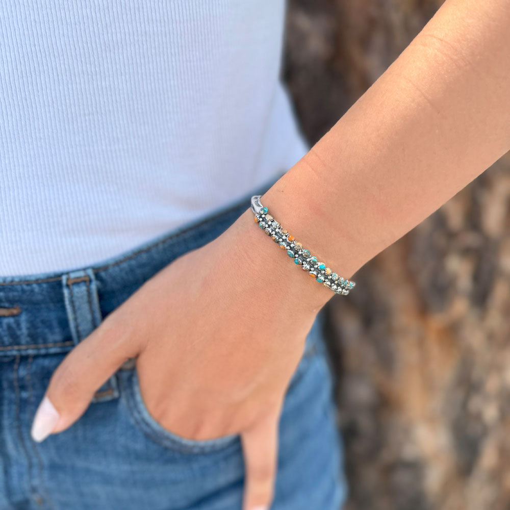 Spiny Turquoise Bracelet Sterling Silver B5637-C89