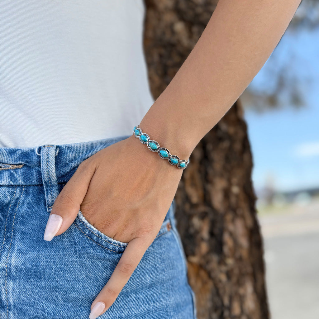 Turquoise Bracelet Sterling Silver B5638-C75