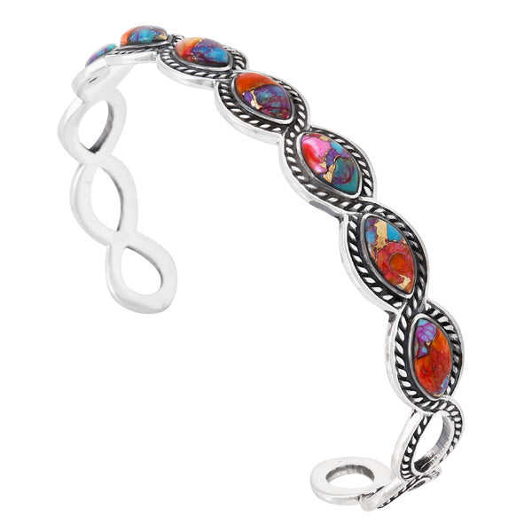 Rainbow Spiny Turquoise Bracelet Sterling Silver B5638-C91