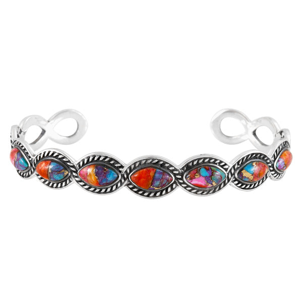 Rainbow Spiny Turquoise Bracelet Sterling Silver B5638-C91