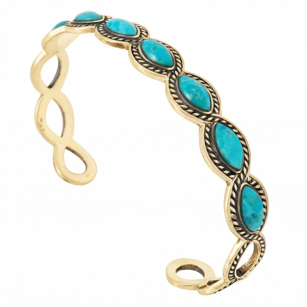 Turquoise Bracelet GoldBrass B5638-GB-C75