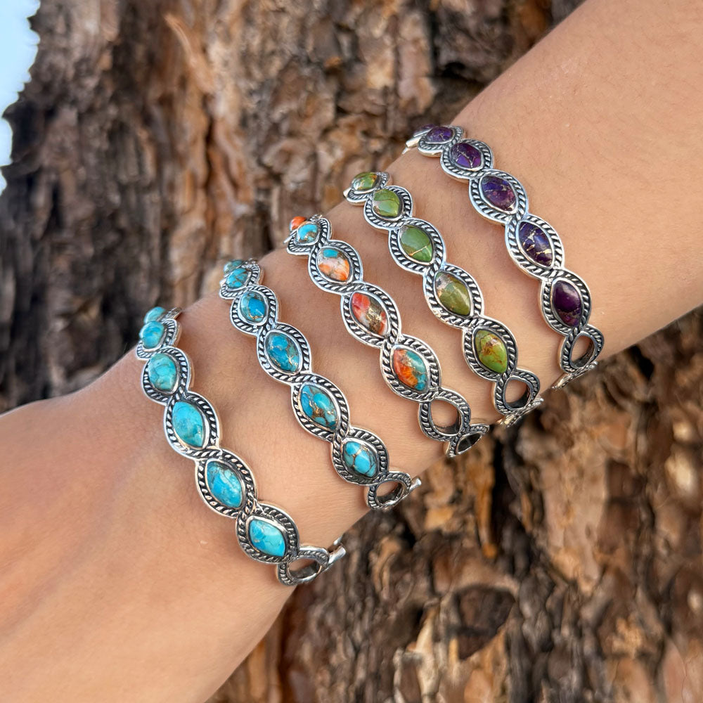 Green Turquoise Bracelet Sterling Silver B5638-C76