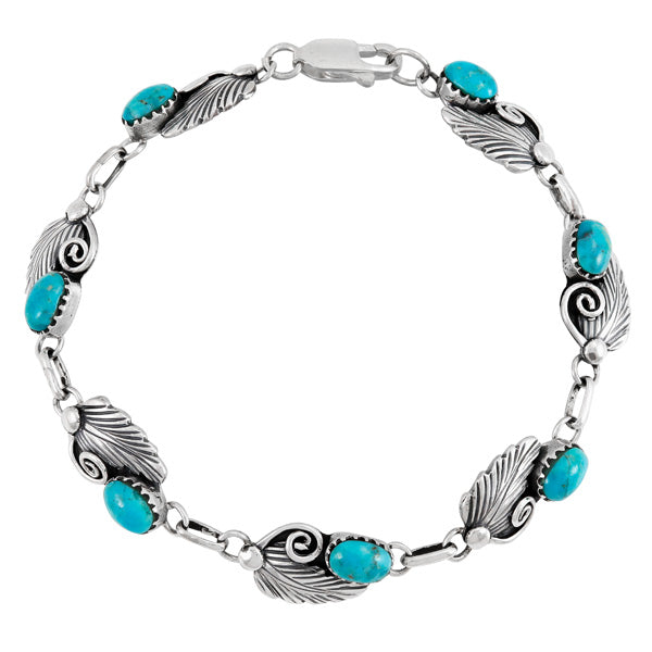 Turquoise Link Bracelet Sterling Silver B5639-C75