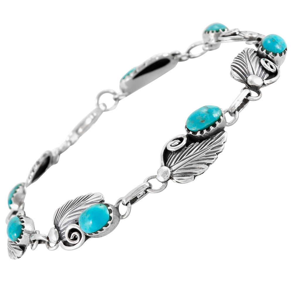 Turquoise Link Bracelet Sterling Silver B5639-C75