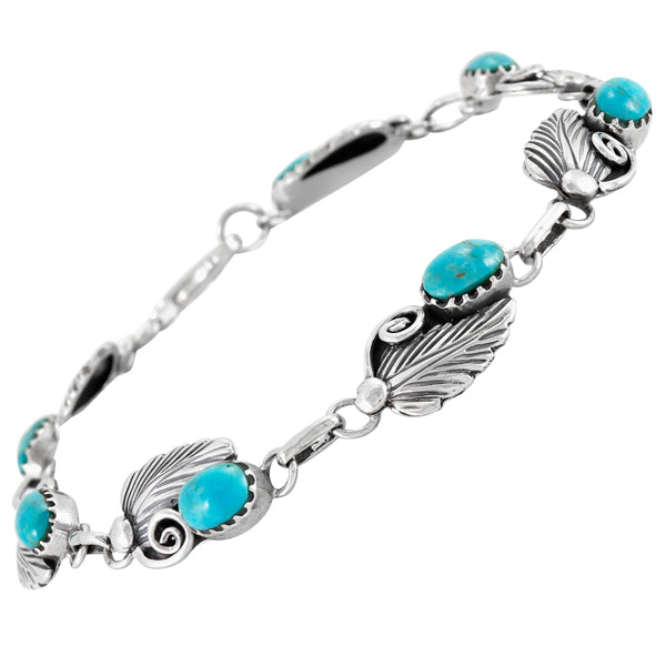 Turquoise Link Bracelet Sterling Silver B5639-C75