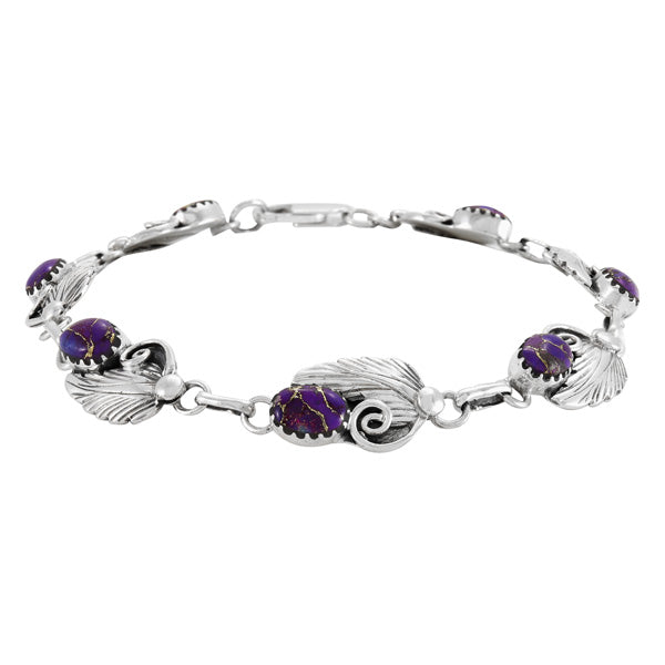 Purple Turquoise Link Bracelet Sterling Silver B5639-C77