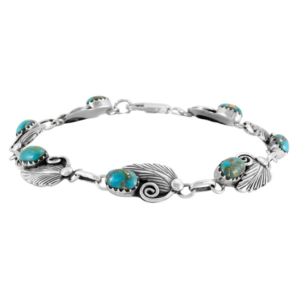 Matrix Turquoise Link Bracelet Sterling Silver B5639-C84