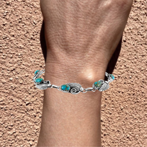 Matrix Turquoise Link Bracelet Sterling Silver B5639-C84