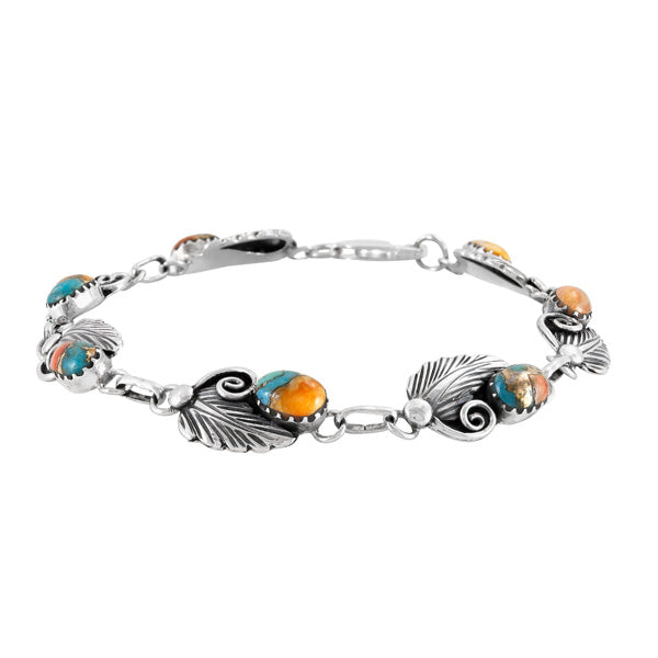 Spiny Turquoise Link Bracelet Sterling Silver B5639-C89