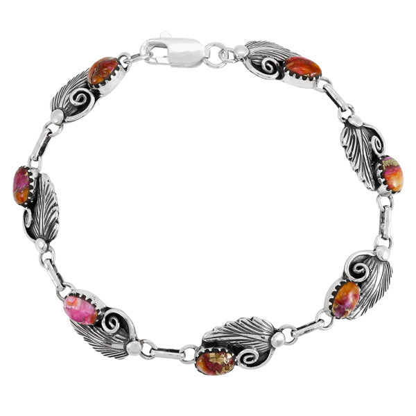 Plum Spiny Link Bracelet Sterling Silver B5639-C92