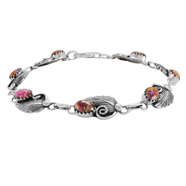 Plum Spiny Link Bracelet Sterling Silver B5639-C92