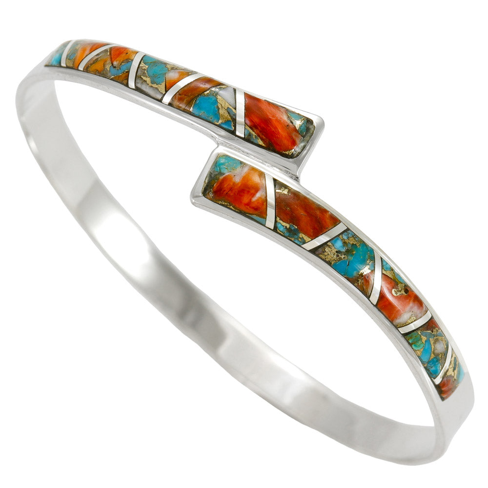 Spiny Turquoise Bangle Bracelet Sterling Silver B5643-C89