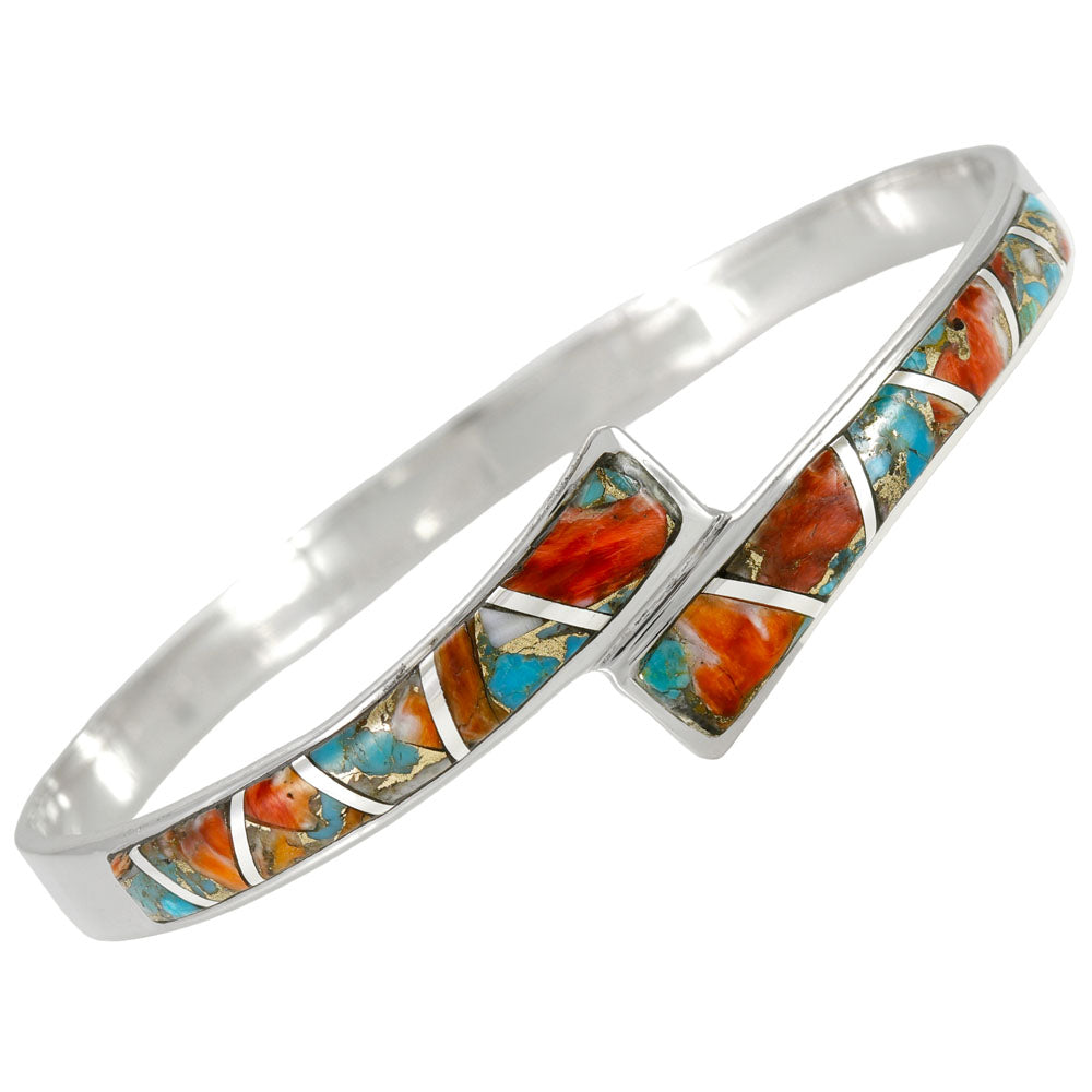 Spiny Turquoise Bangle Bracelet Sterling Silver B5643-C89