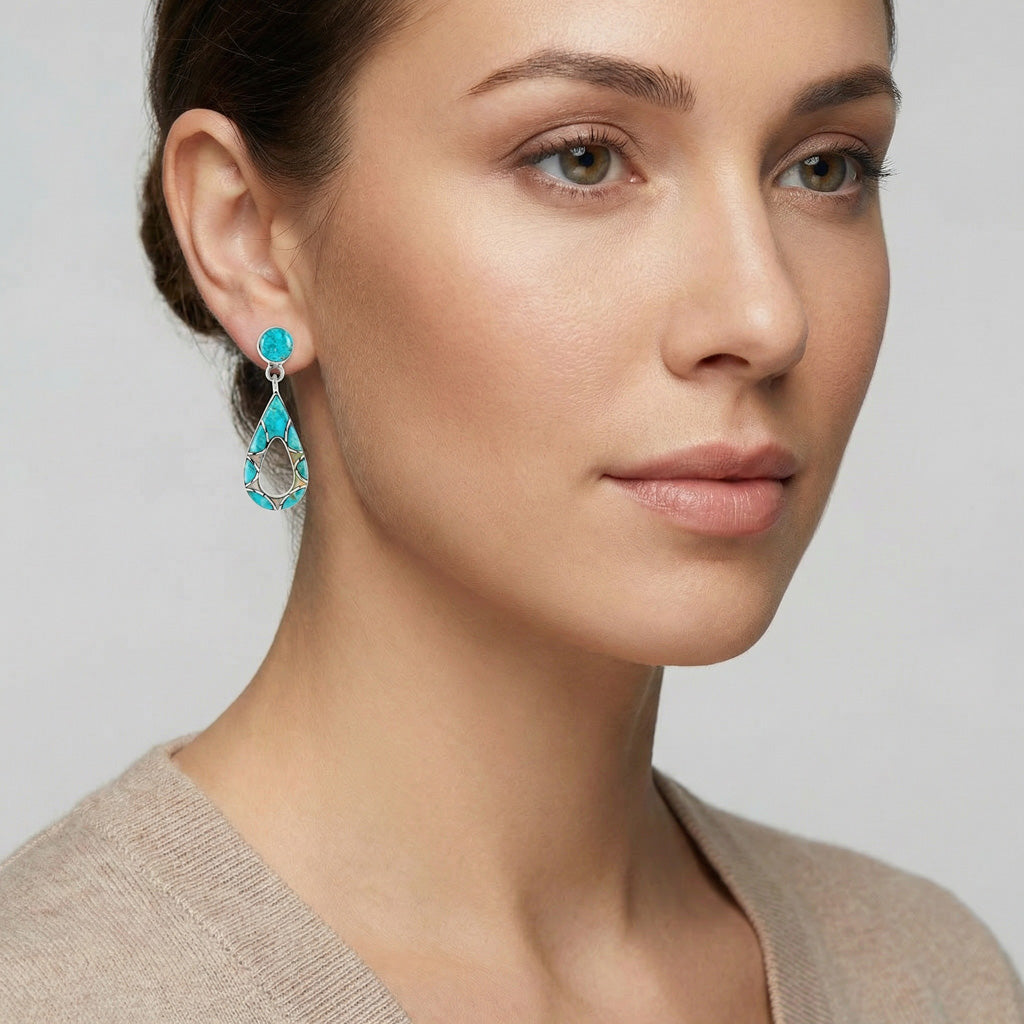 Sterling Silver Earrings Turquoise E1014-C21
