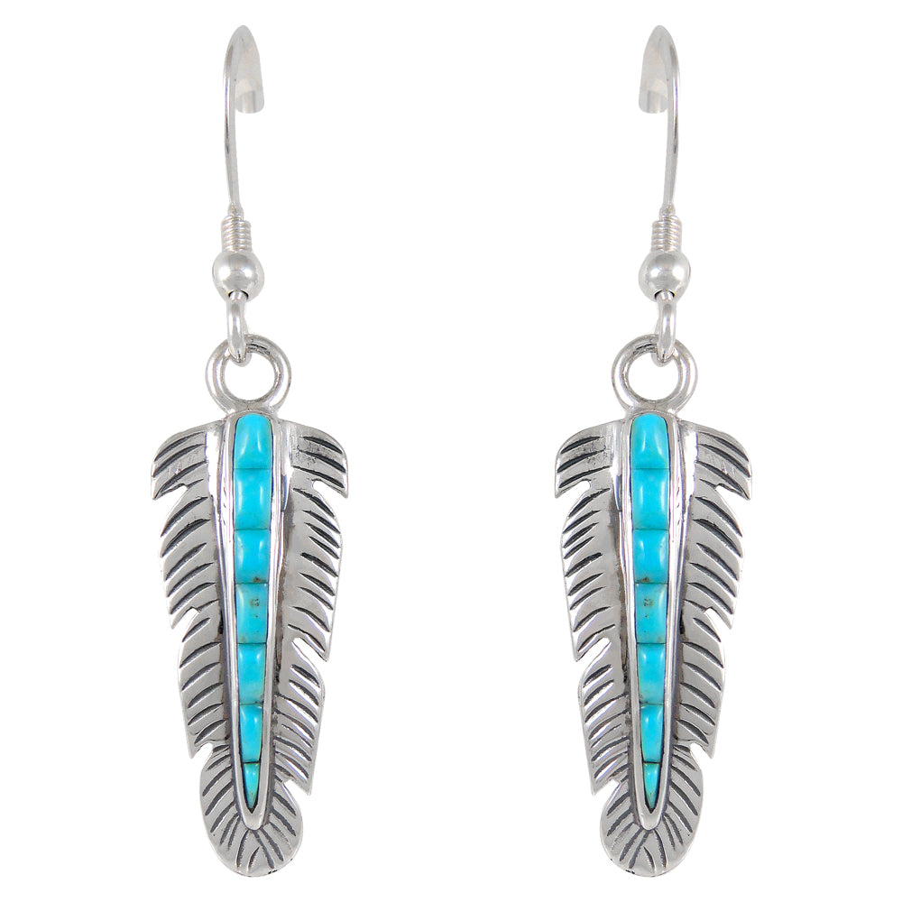 Sterling Silver Feather Earrings Turquoise E1016-SM-C55