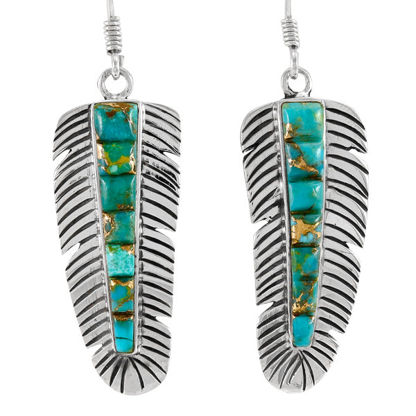 Matrix Turquoise Feather Earrings Sterling Silver E1016-LG-C84