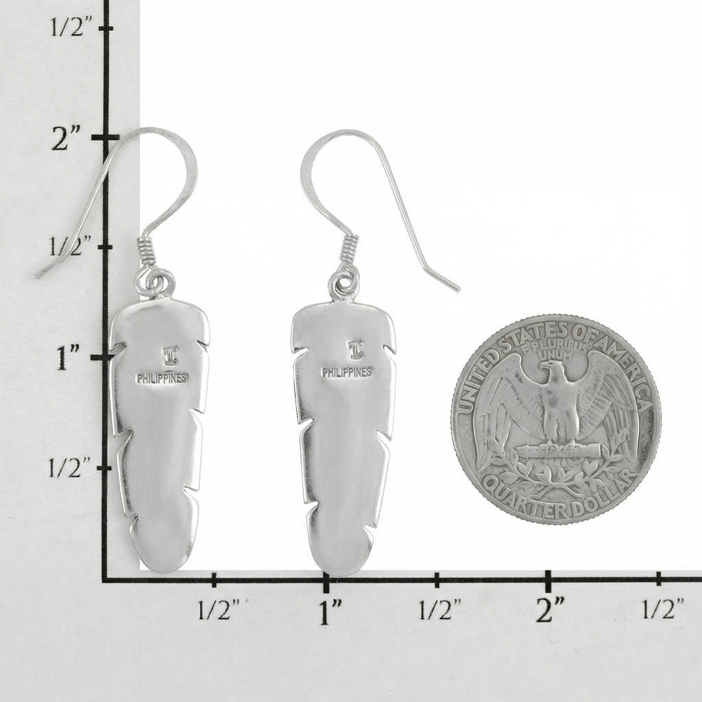Feather Multi Gemstone Earrings SilveryCopper™ E1016-LG-SB-C71 (Larger Version)