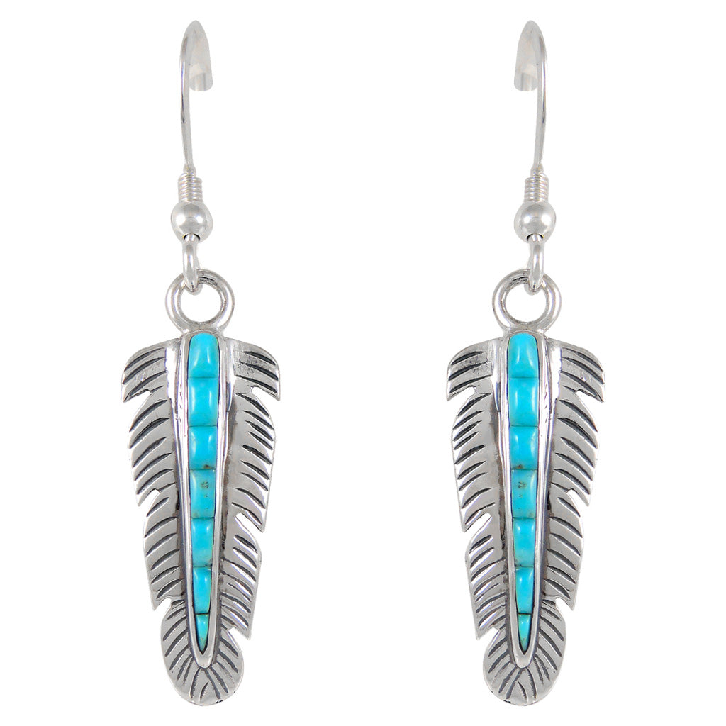 Feather Turquoise Earrings SilverBronzé E1016-SM-SB-C55