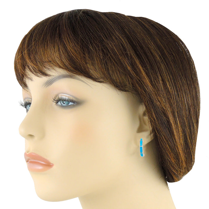 Sterling Silver Hoop Earrings Turquoise E1029-C05