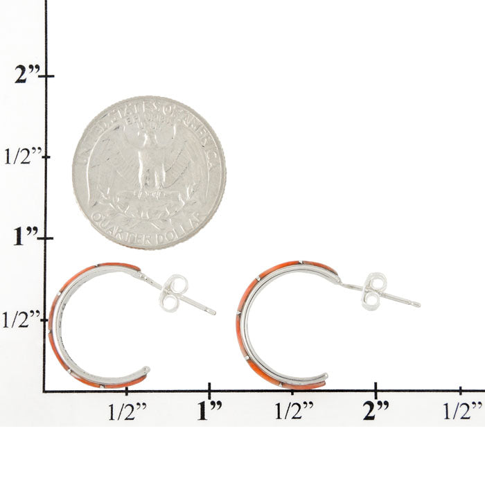 Sterling Silver Hoop Earrings Turquoise E1029-C05