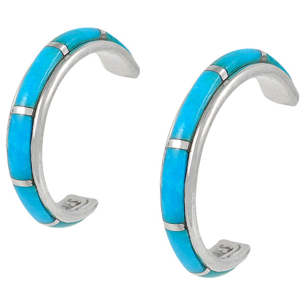 Sterling Silver Hoop Earrings Turquoise E1029-C05