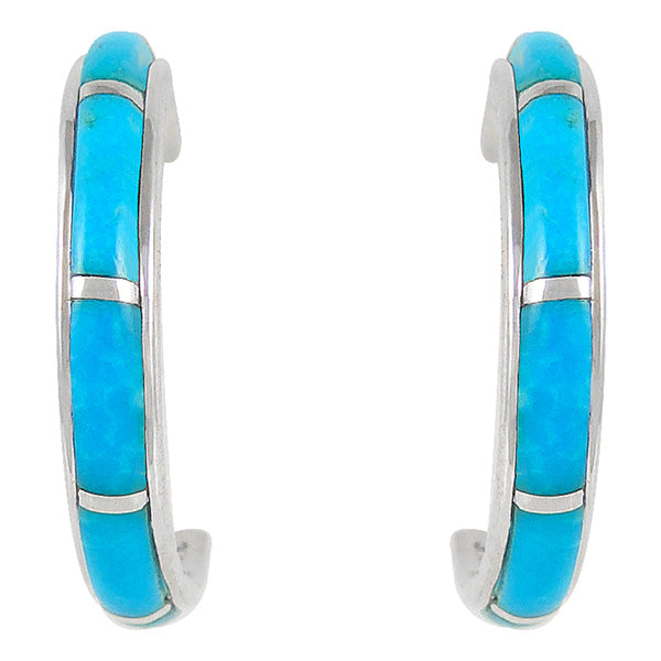 Sterling Silver Hoop Earrings Turquoise E1029-C05