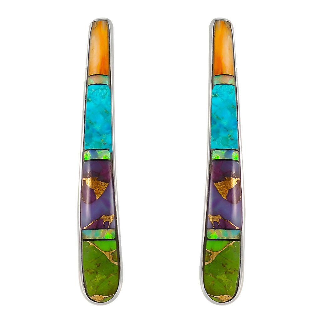 Multi Gemstone Earrings SilverBronzé E1031-LG-SB-C01 (Larger Version)