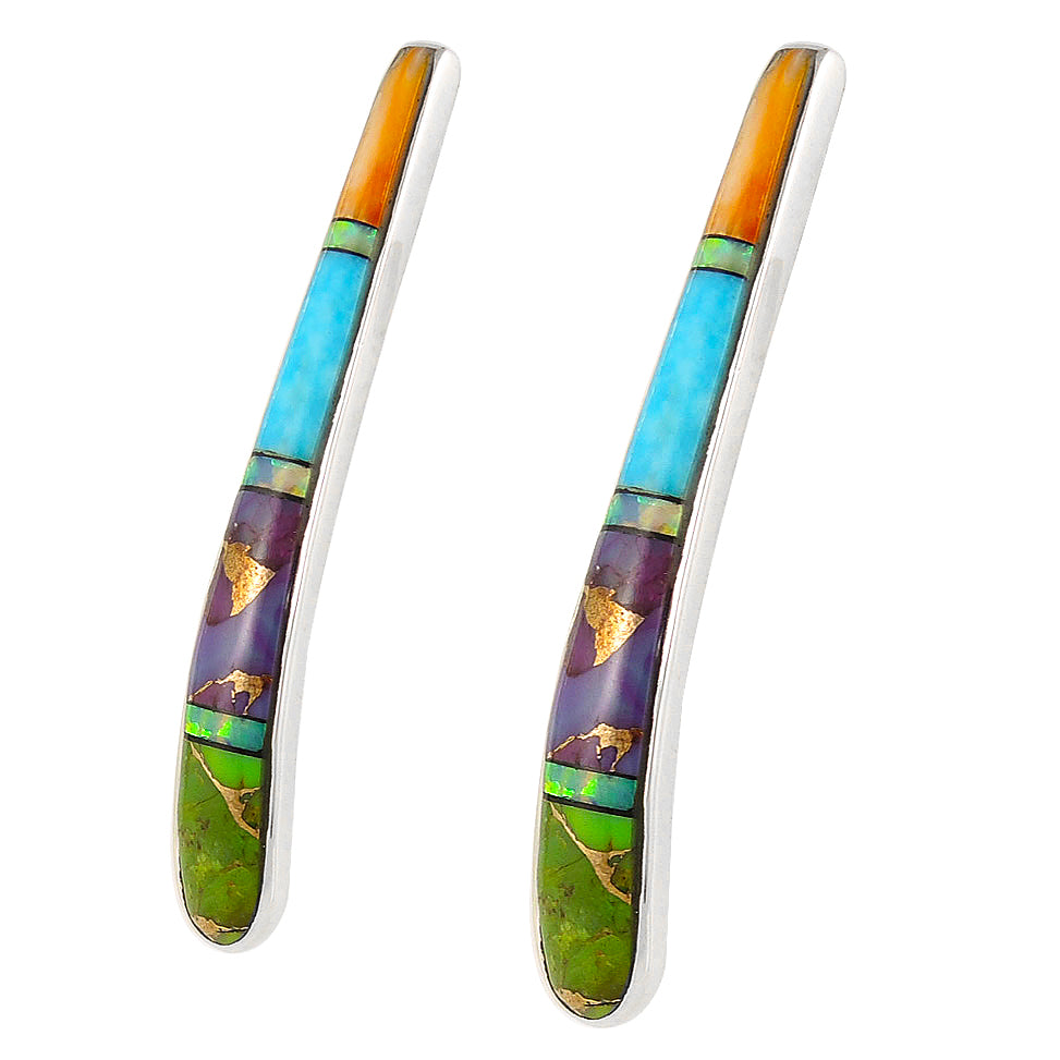 FINAL CLEARANCE - Multi Gemstone Earrings SilveryCopper™ E1031-LG-SB-C01 (Larger Version)