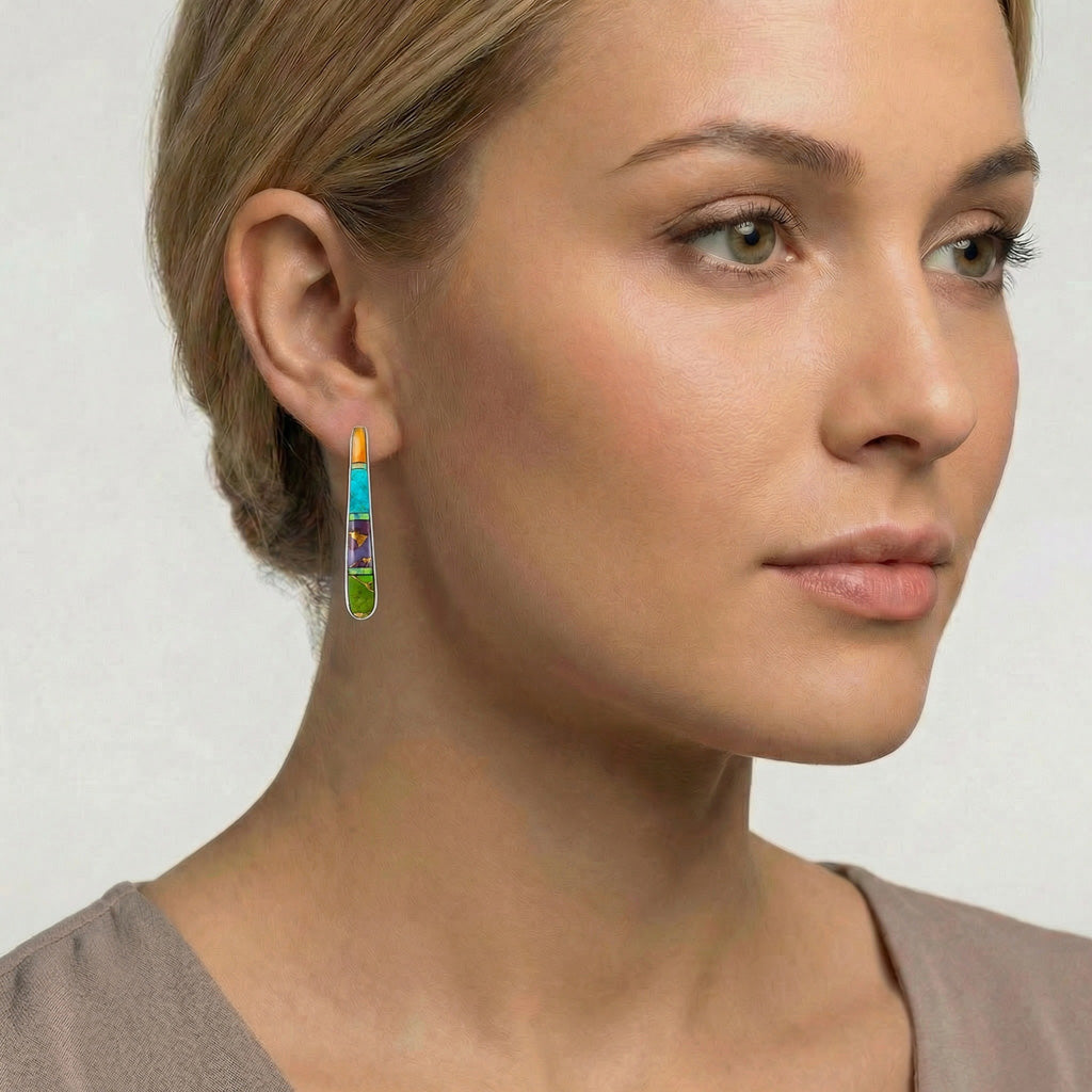 FINAL CLEARANCE - Multi Gemstone Earrings SilveryCopper™ E1031-LG-SB-C01 (Larger Version)