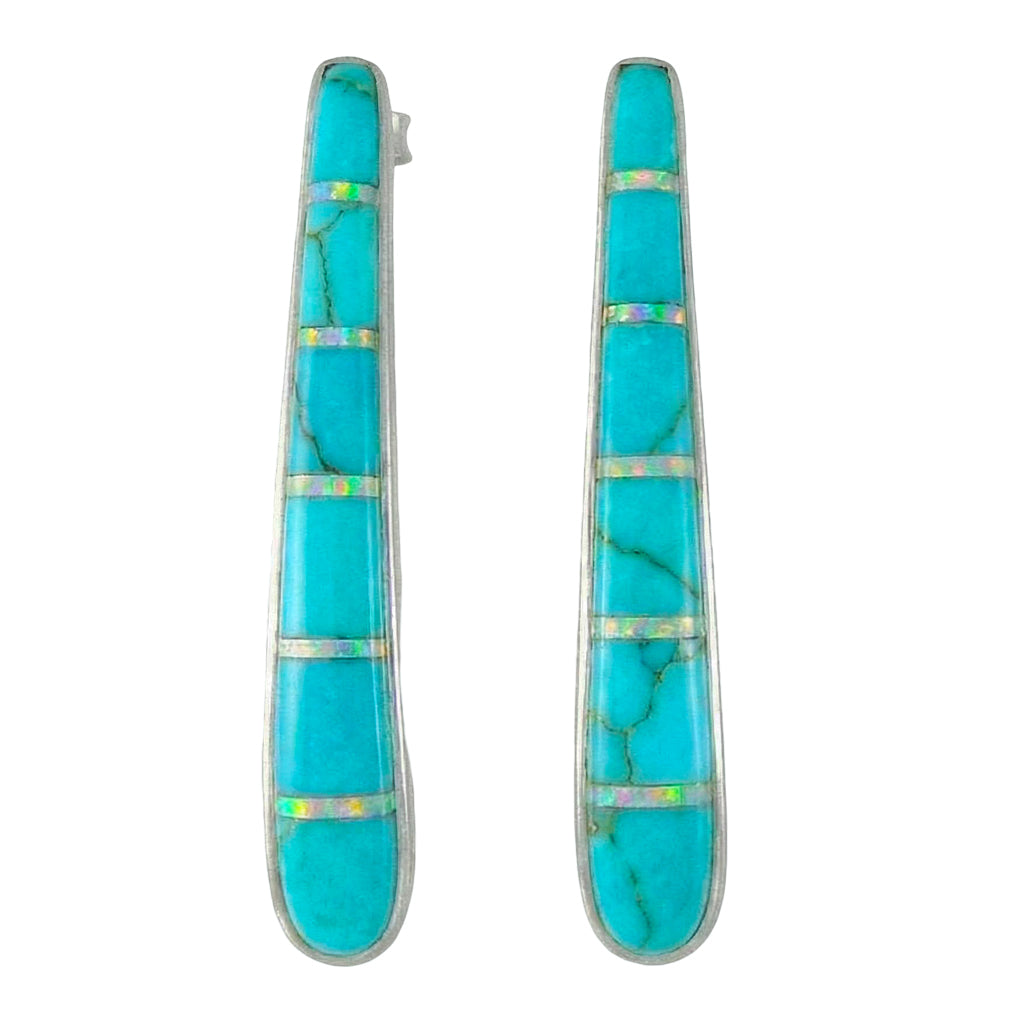 Turquoise Earrings SilverBronzé E1031-LG-SB-C21 (Larger Version)