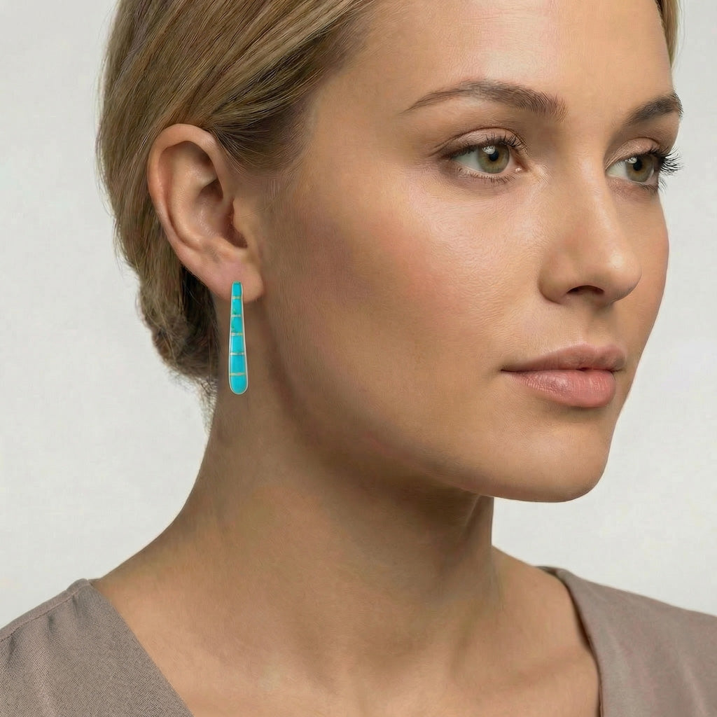 Turquoise Earrings SilverBronzé E1031-LG-SB-C21 (Larger Version)