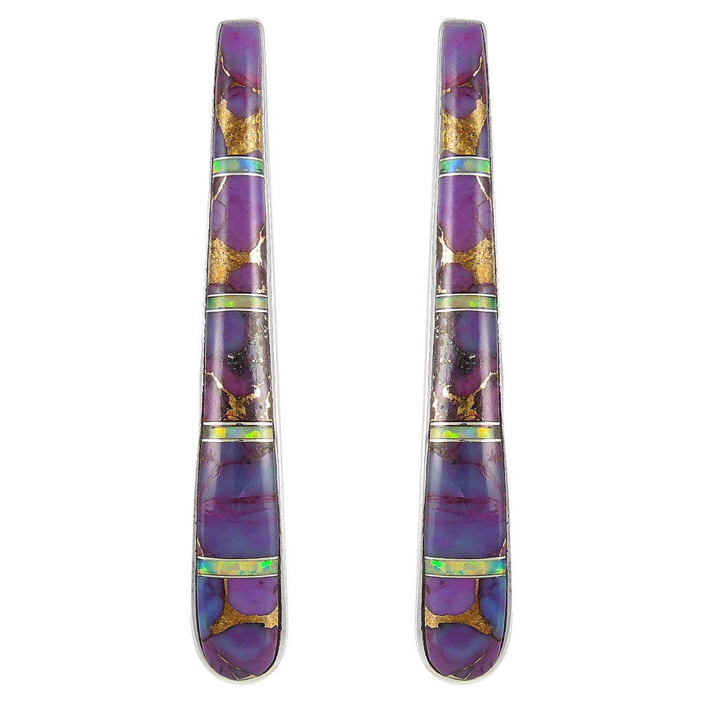 FINAL CLEARANCE - Purple Turquoise Earrings SilveryCopper™ E1031-LG-SB-C23 (Larger Version)
