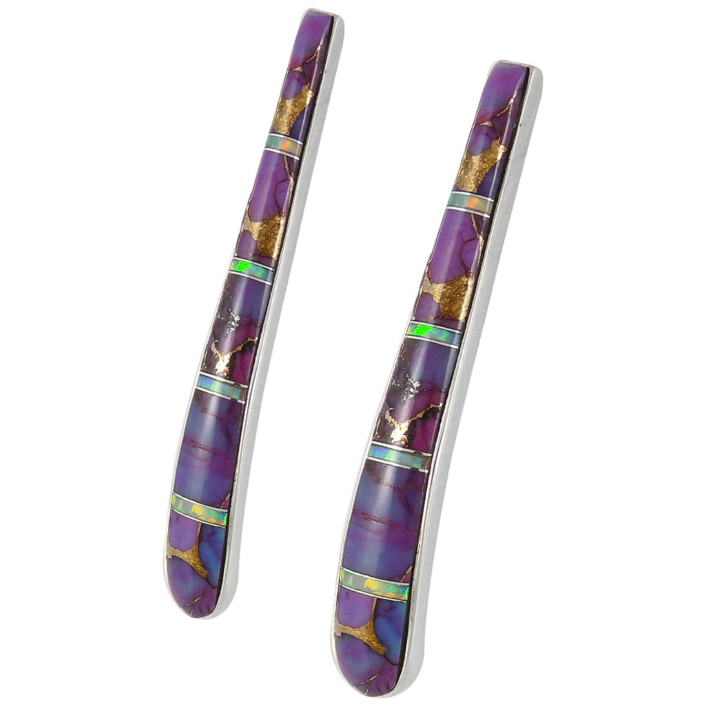 Purple Turquoise Earrings Sterling Silver E1031-C23 (Larger Version)