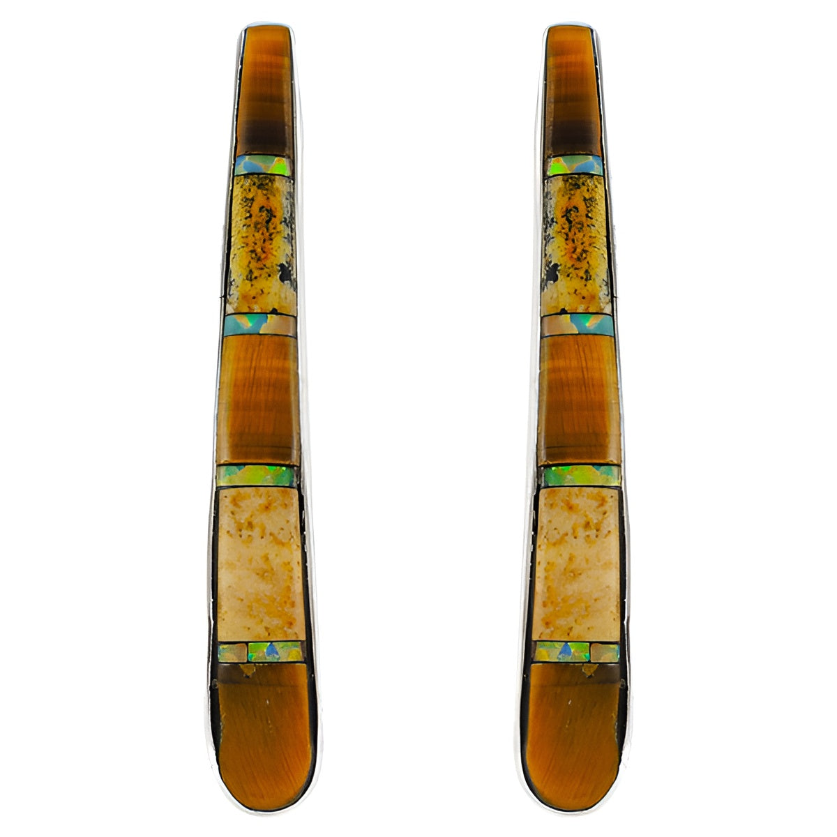 Sterling Silver Earrings Multicolor E1031-C34 (Larger Version)