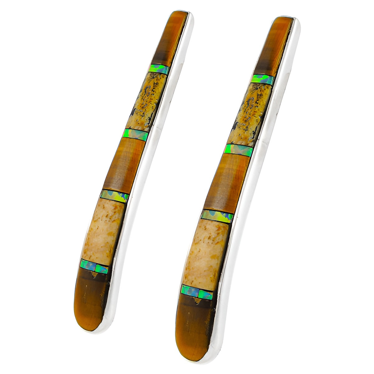 Sterling Silver Earrings Multicolor E1031-C34 (Larger Version)
