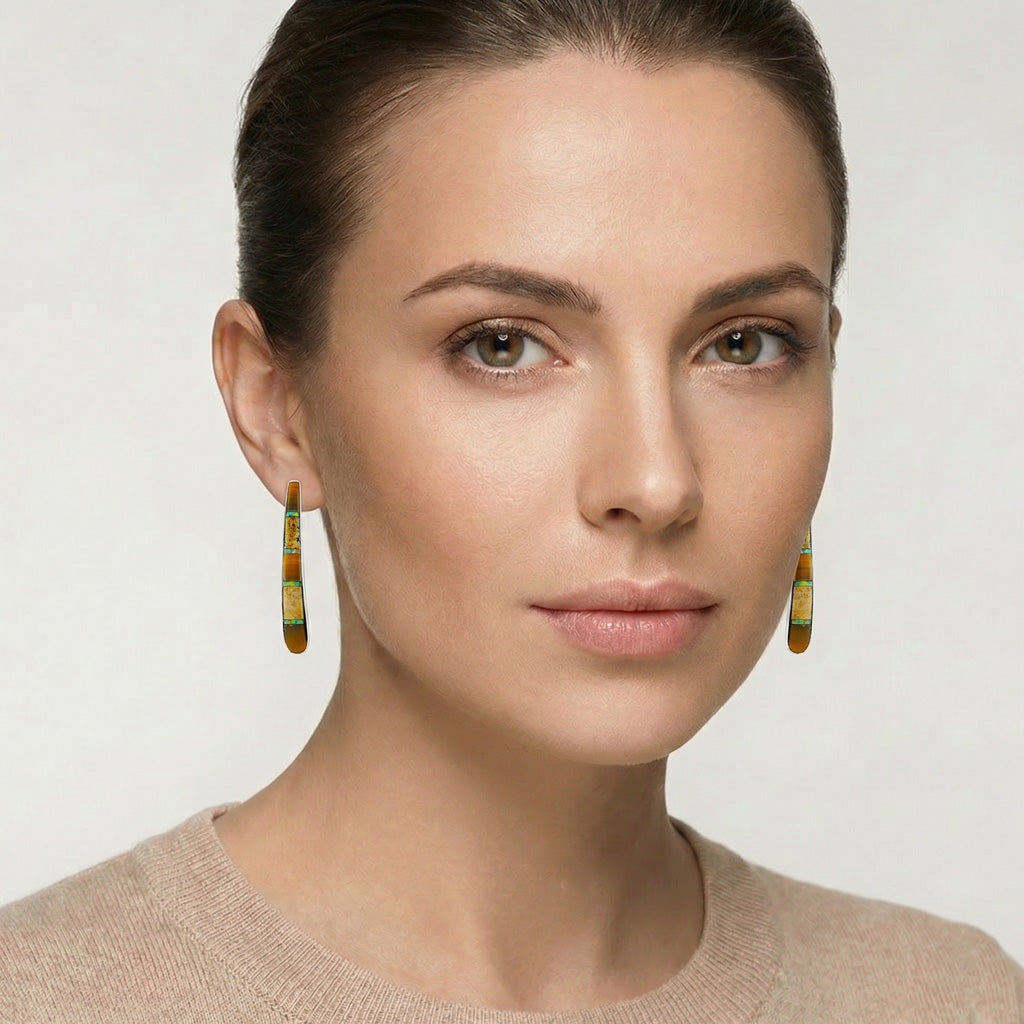 Sterling Silver Earrings Multicolor E1031-C34 (Larger Version)