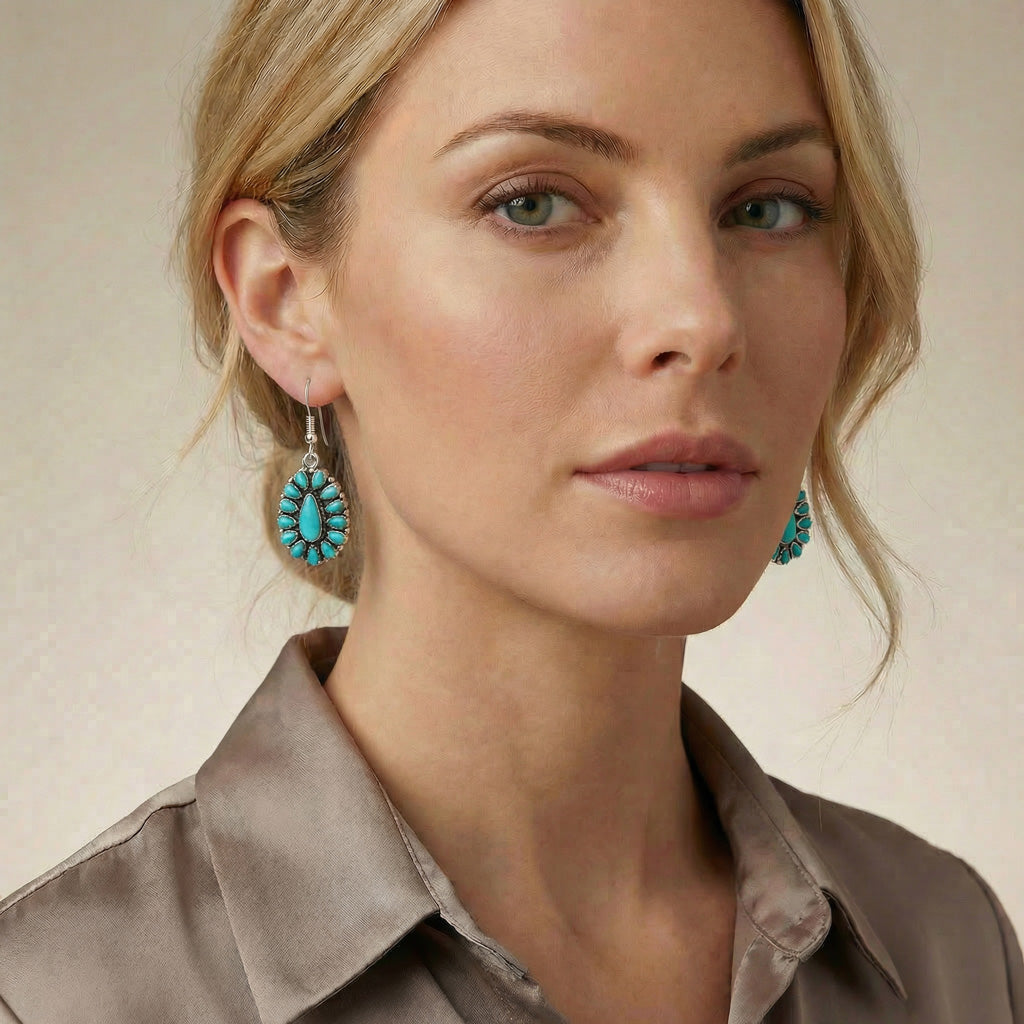 Sterling Silver Earrings Turquoise E1034-C75