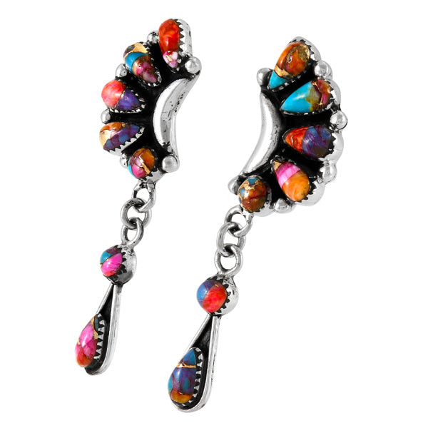 Rainbow Spiny Turquoise Earrings Sterling Silver E1037-C91