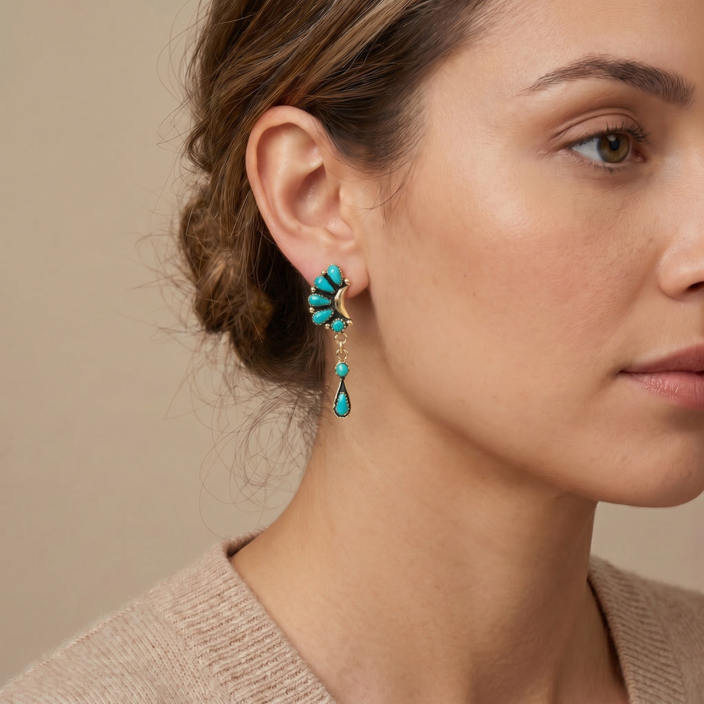 Turquoise Earrings GoldCopper E1037-GB-C75