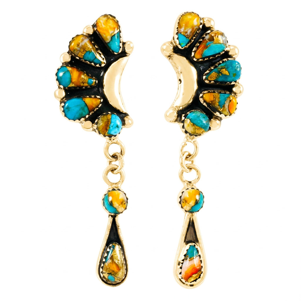 Spiny Turquoise Earrings GoldCopper E1037-GB-C89