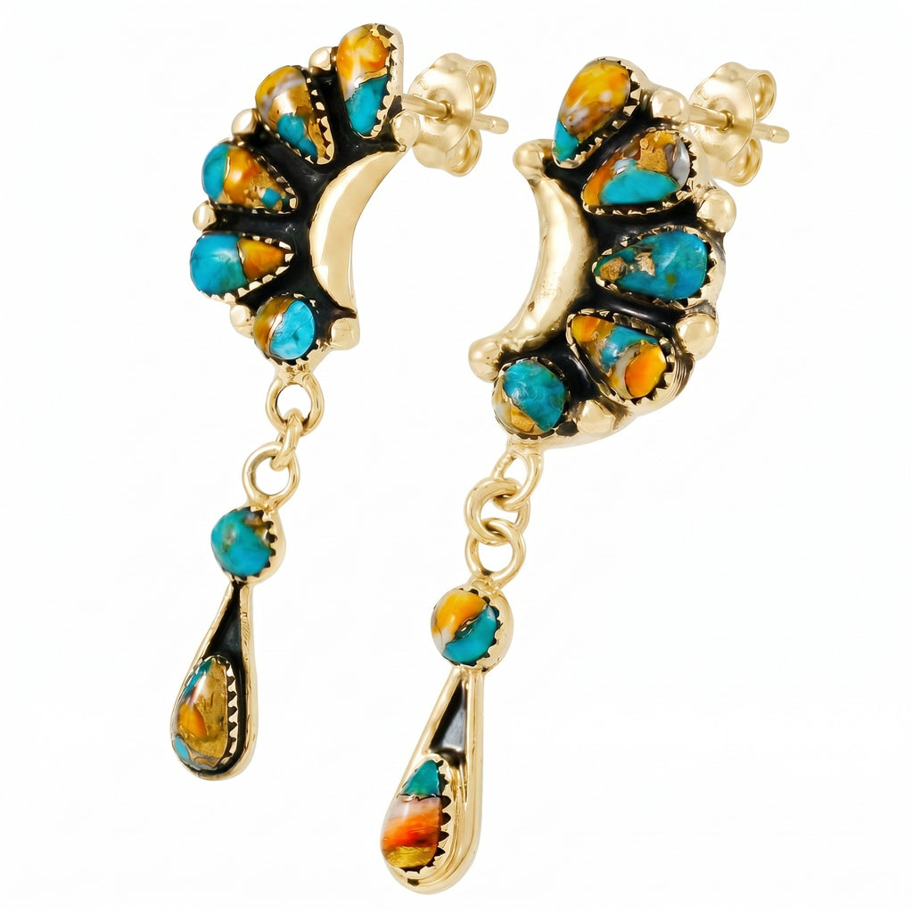 Spiny Turquoise Earrings GoldCopper E1037-GB-C89