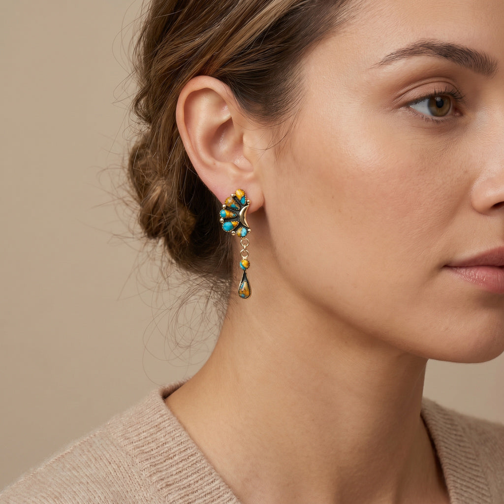 Spiny Turquoise Earrings GoldCopper E1037-GB-C89