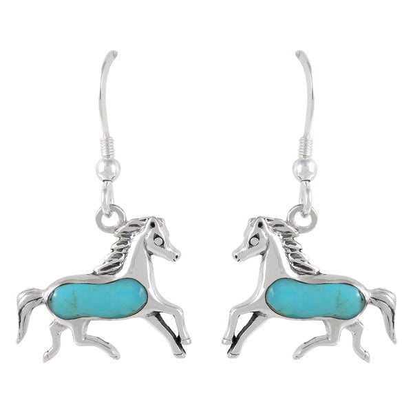 Sterling Silver Horse Earrings Turquoise E1053-C75
