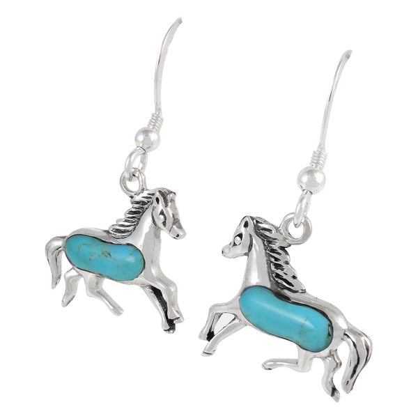 Sterling Silver Horse Earrings Turquoise E1053-C75
