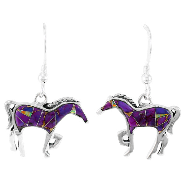 Purple Turquoise Horse Earrings Sterling Silver E1054-C23