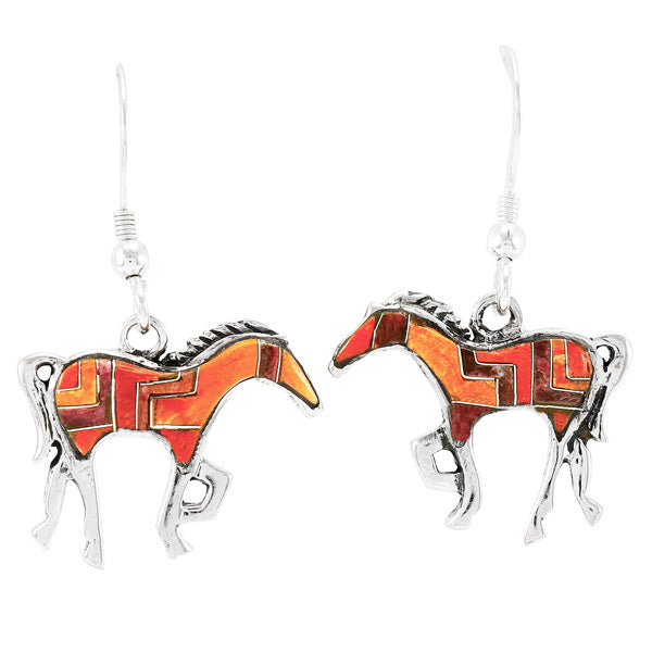 Horse Multicolor Earrings Sterling Silver E1054-C37
