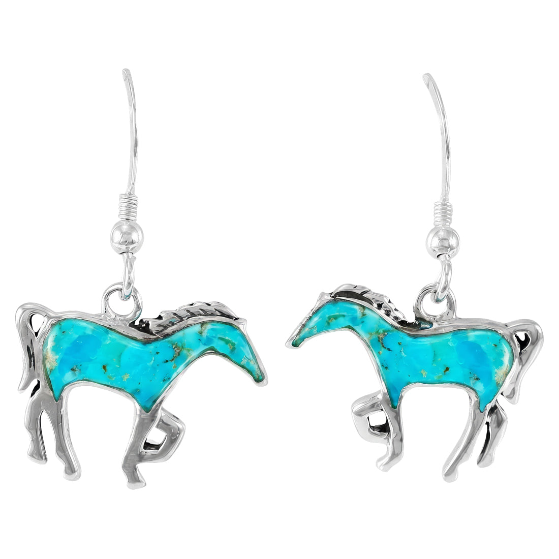 Turquoise Horse Earrings Sterling Silver E1054-C75