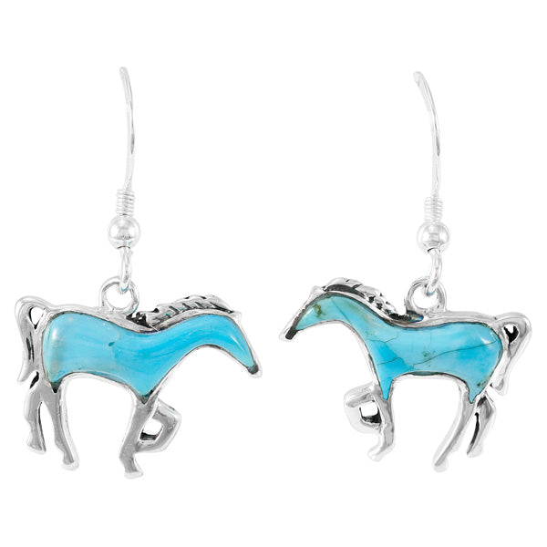 Turquoise Horse Earrings Sterling Silver E1054-C75